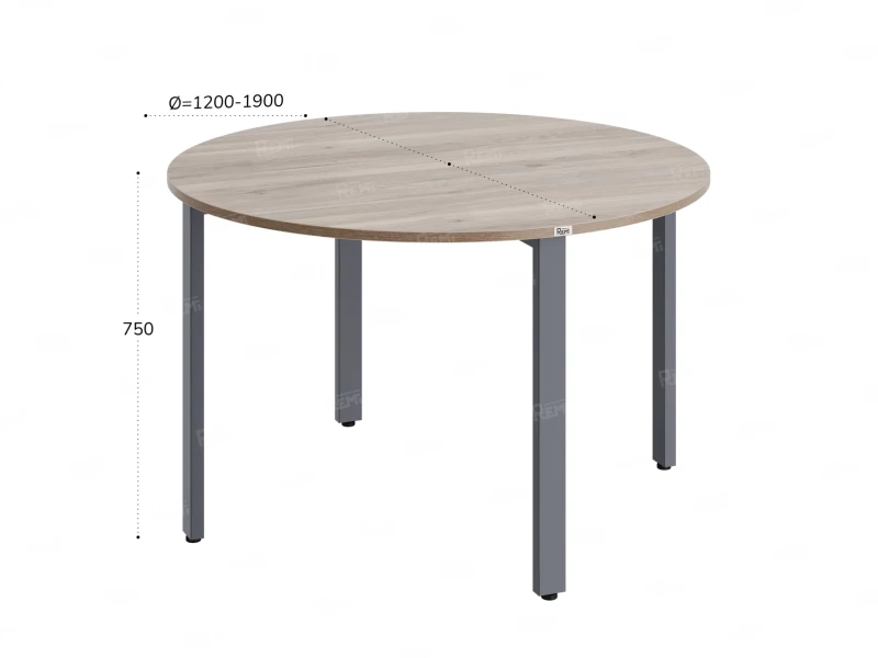 Круглый стол на П-образных опорах 1400x1400x750 RM186-14x14 Дуб Маувелла/Серый