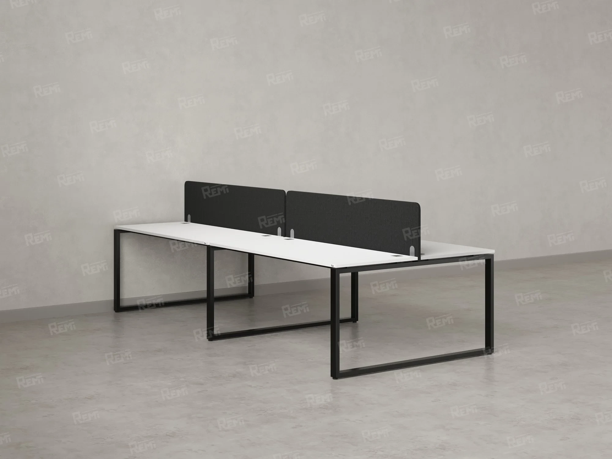Бенч-система, 4 рабочих места, на О-образных опорах, 2 тканевых экранов 3200x1600x750 RM170-3-16x16 Белый/Черный