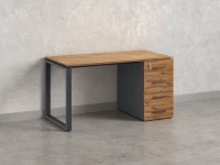 Стол прямой с тумбой на О-образных опоре, правый 1600x700x750 RM105-16x7 Юстус/Серый