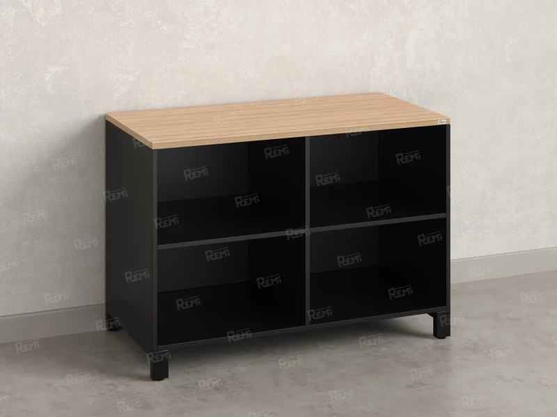 Стеллаж низкий, 4 ячейки 1200х600х850 RM145-12x6 Вяз Швейцарский светлый/Черный