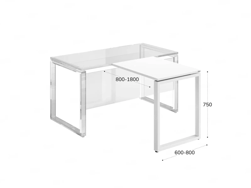 Брифинг прямой, с парящей столешнецей, на П-образном каркасе 900x700x750 RM070-9x7 Белый/Белый