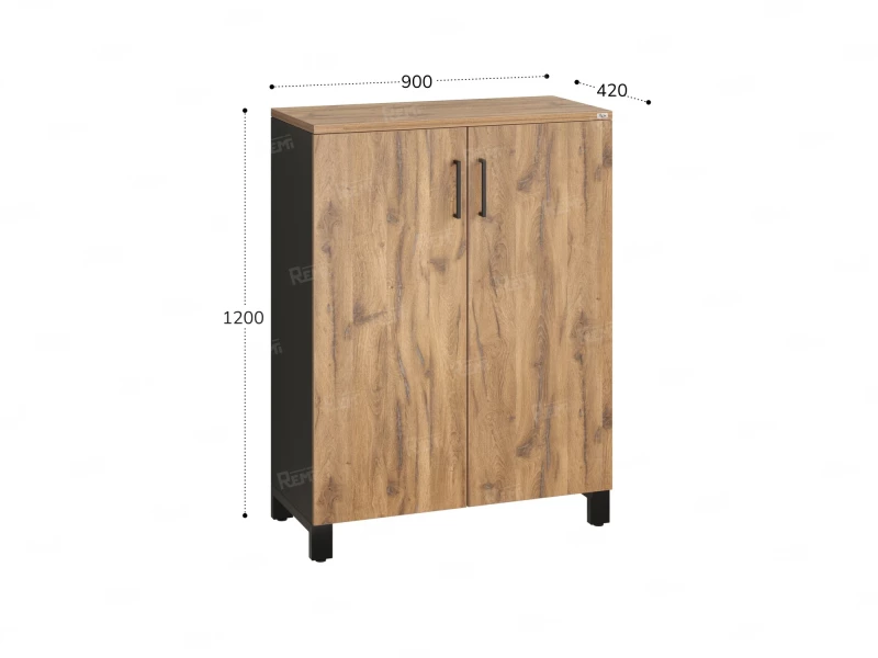 Шкаф распашной, 3 уровня 900x420x1200 RM149-90x42 Дуб Юстус/Черный