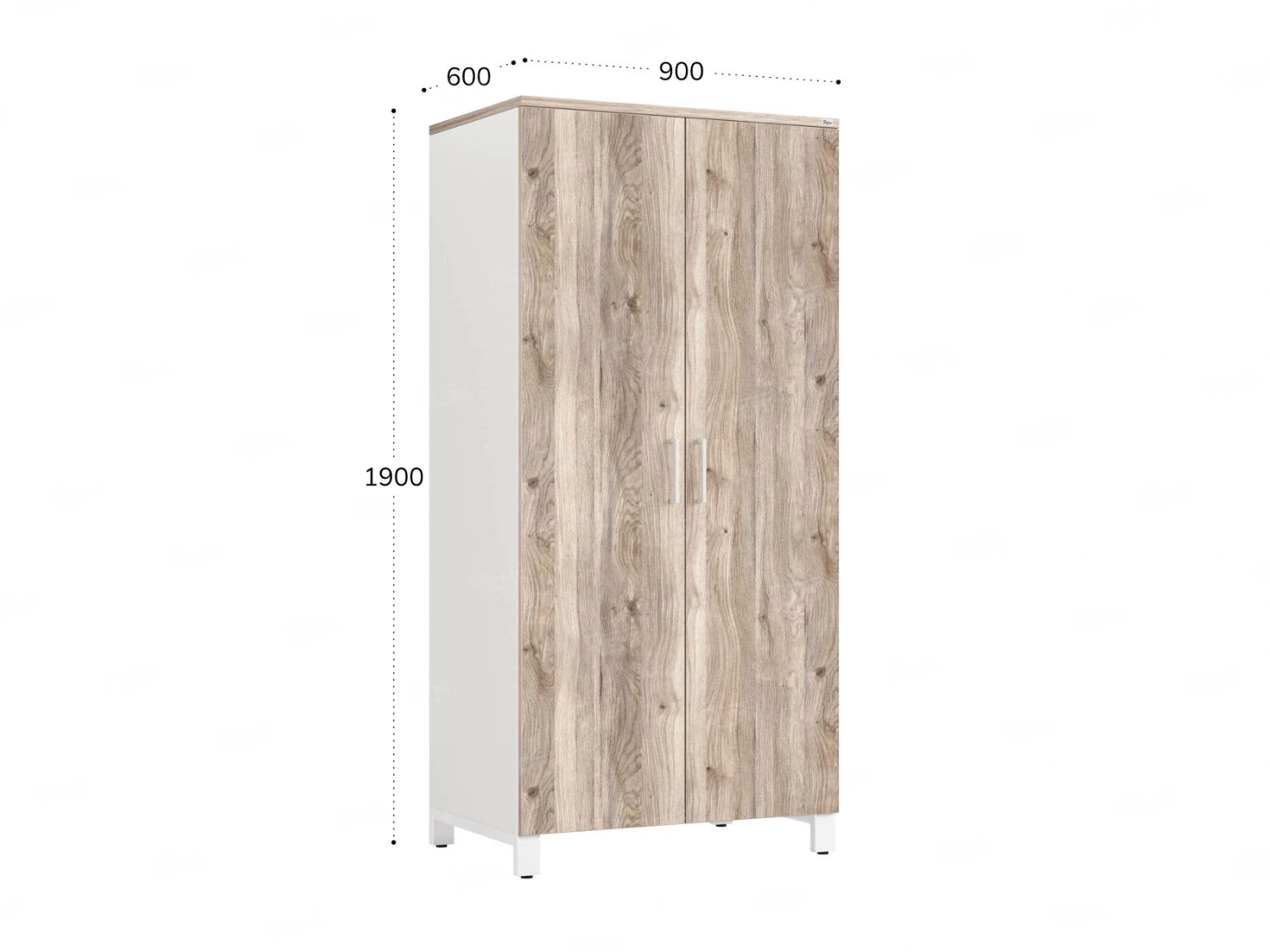 Гардероб, штанга, 1 полка 900x600x1900 RM158-90x60 Дуб Маувелла/Белый