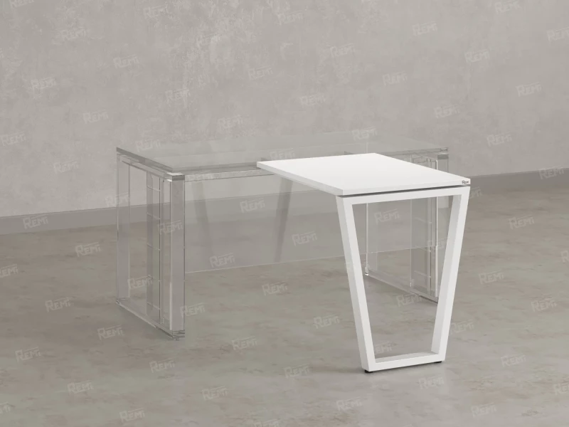 Брифинг прямой, с парящей столешнецей, на U-образном каркасе 1400x600x750 RM074-14x6 Белый/Белый