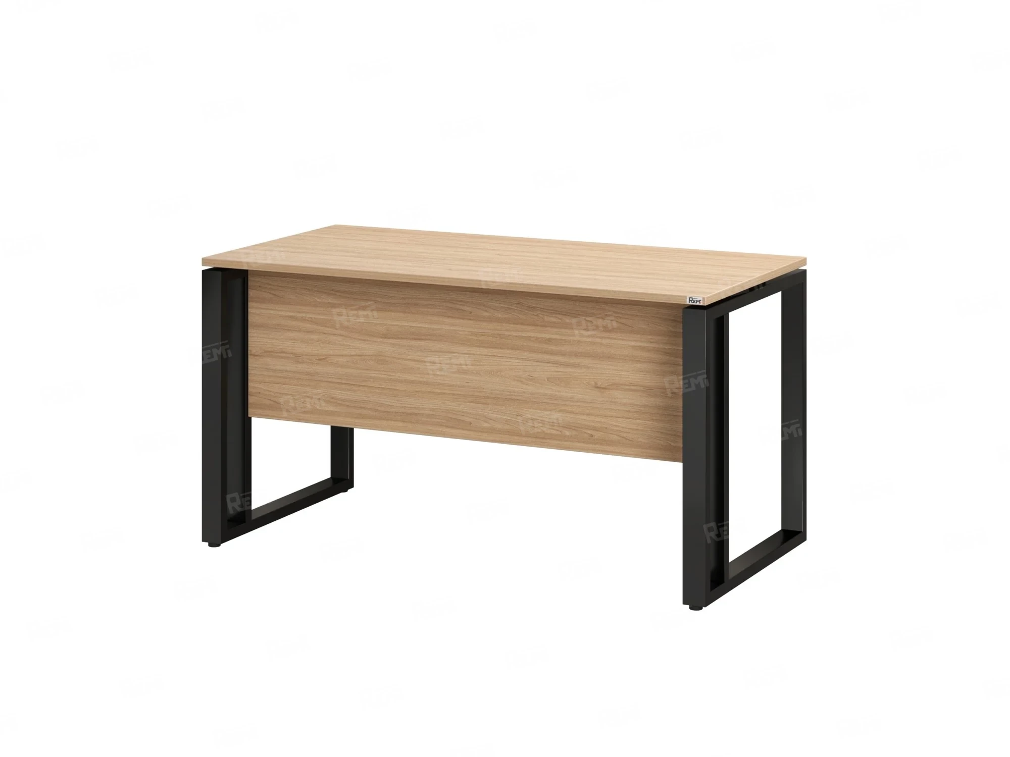 Стол прямой на О-образных опорах с экраном ЛДСП 1000x700x750 RM041-10x7 Вяз Швейцарский светлый/Черный