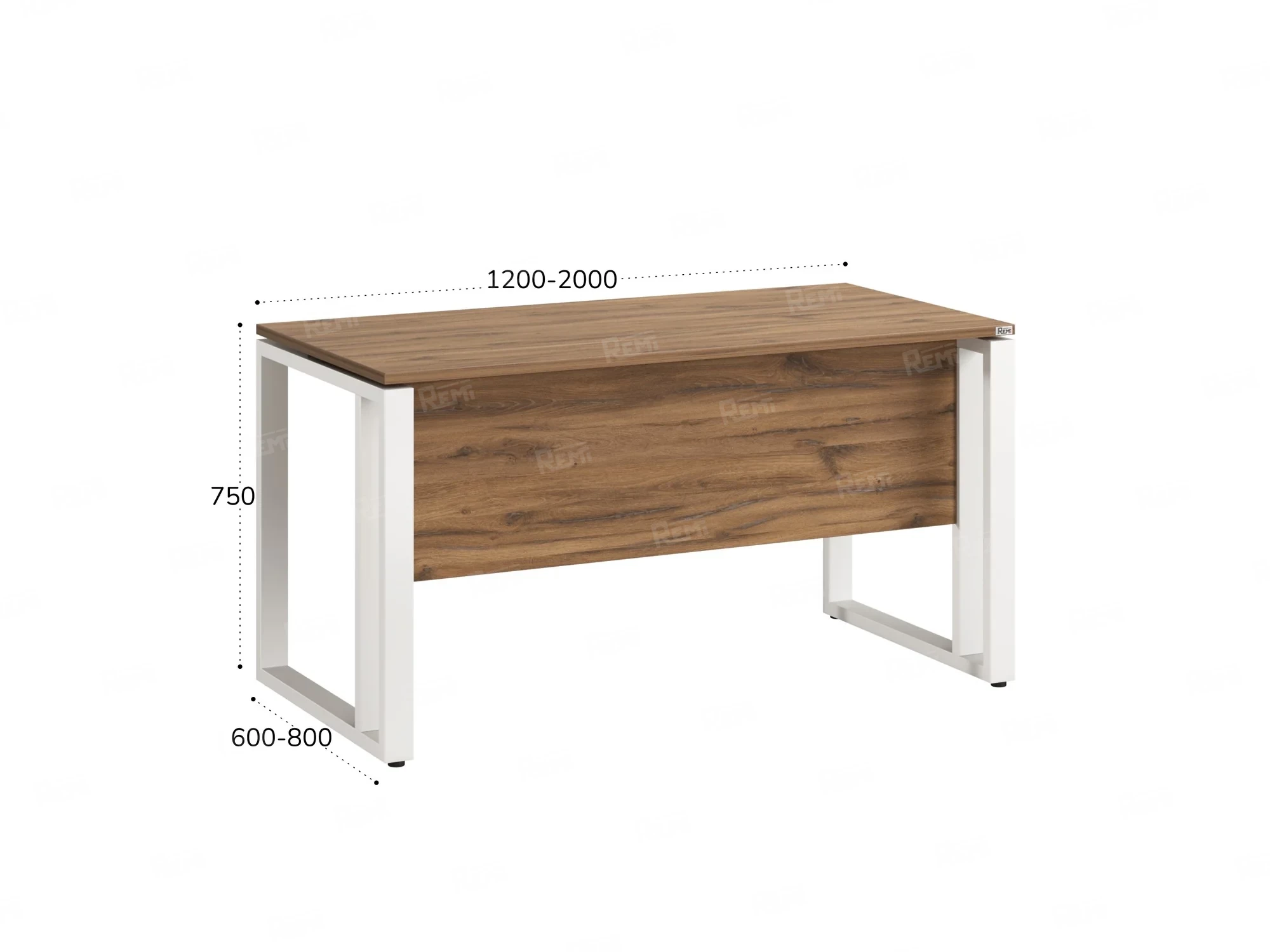 Стол прямой на О-образных опорах с экраном ЛДСП 1800x800x750 RM041-18x8 Юстус/Белый