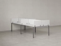 Бенч-система, 4 рабочих места, на П-образных опорах, 8 ЛДСП экранов 2000x1400x750 RM166-2-10x14 Белый/Серый