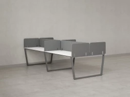 Бенч-система, 4 рабочих места, на U-образных опорах, 8 тканевых экранов 1600x1600x750 RM173-1-16x16 Белый/Серый