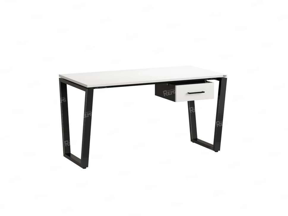 Стол прямой с подвесной тумбой, U-опора 1800x700x750 RM034-18x7 Белый/Черный