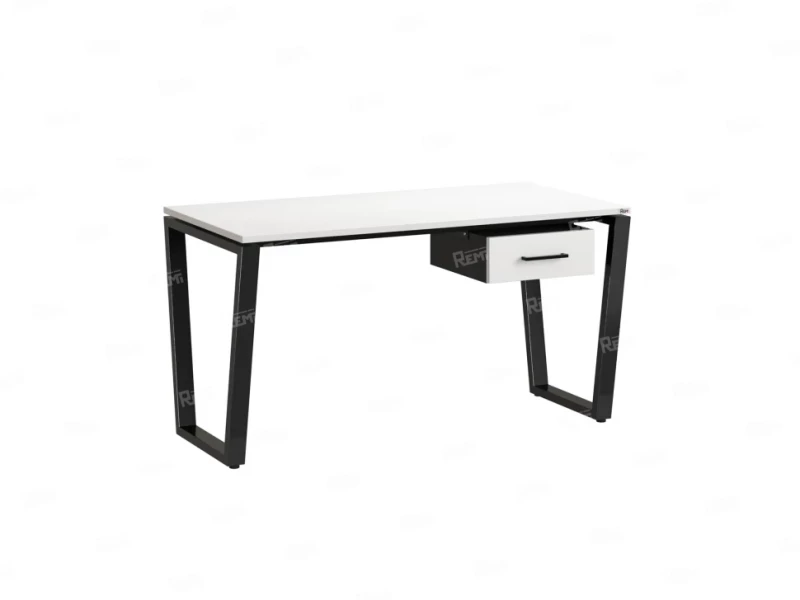 Стол прямой с подвесной тумбой, U-опора 1800x700x750 RM034-18x7 Белый/Черный