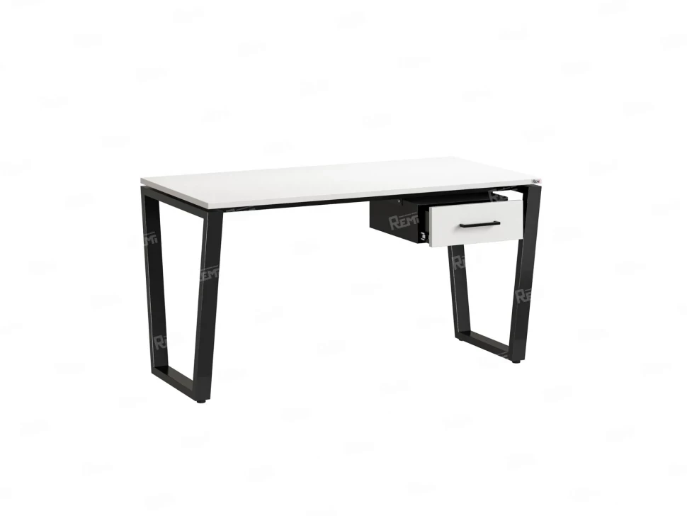 Стол прямой с подвесной тумбой, U-опора 1800x700x750 RM034-18x7 Белый/Черный