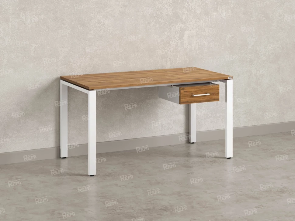Стол прямой с подвесной тумбой, П-опора 1800x700x750 RM038-18x7 Дуб Юстус/Белый