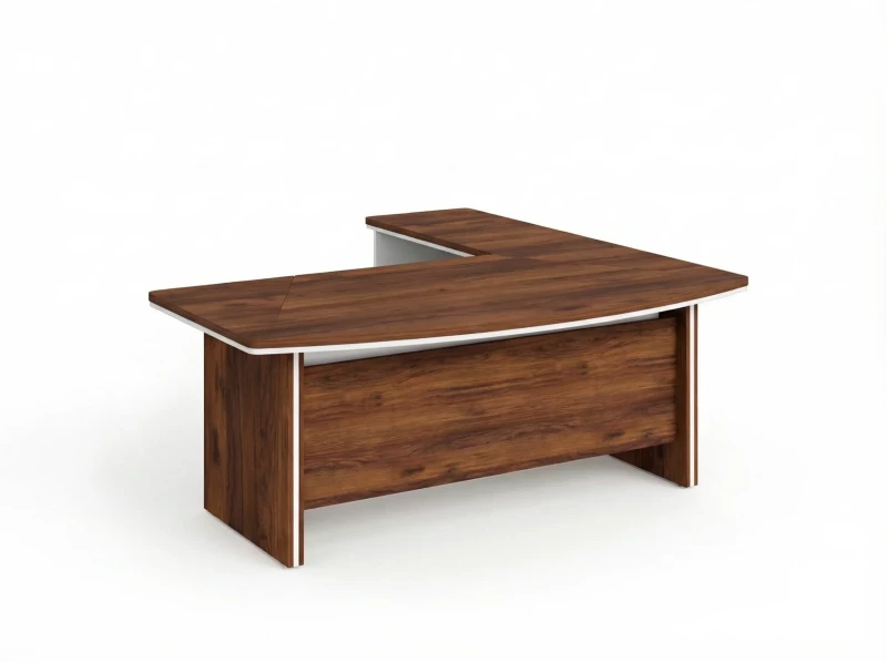 BRL RB070-180x200L Стол руководителя угловой L с тумбой 2 ящика 1800х2000х760 Орех Вармия/Белый