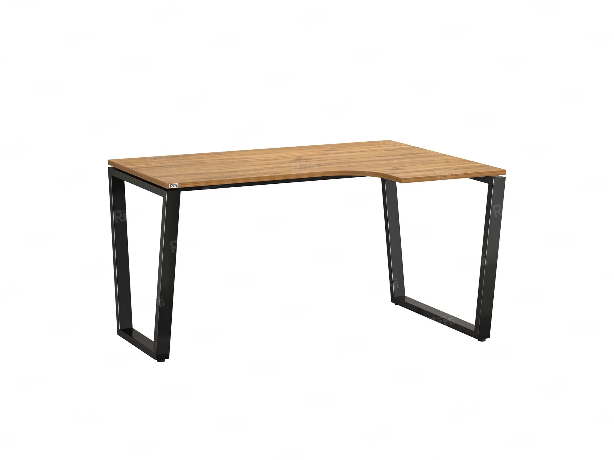 Стол угловой, U-опора, правый 1400x600/900x750, RM050-14x6-9 Дуб Юстус/Черный