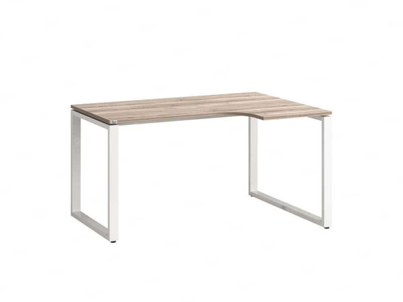 Стол угловой, О-опора, правый 1400x900/1200x750, RM054-14x9-12 Дуб Маувелла/Белый