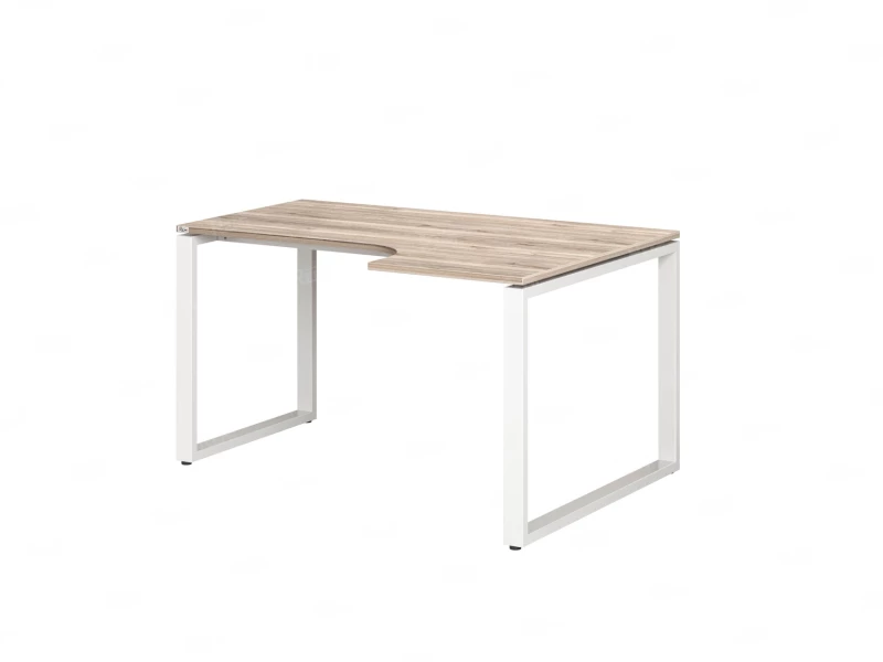 Стол угловой, О-опора, правый 1400x900/1200x750, RM054-14x9-12 Дуб Маувелла/Белый
