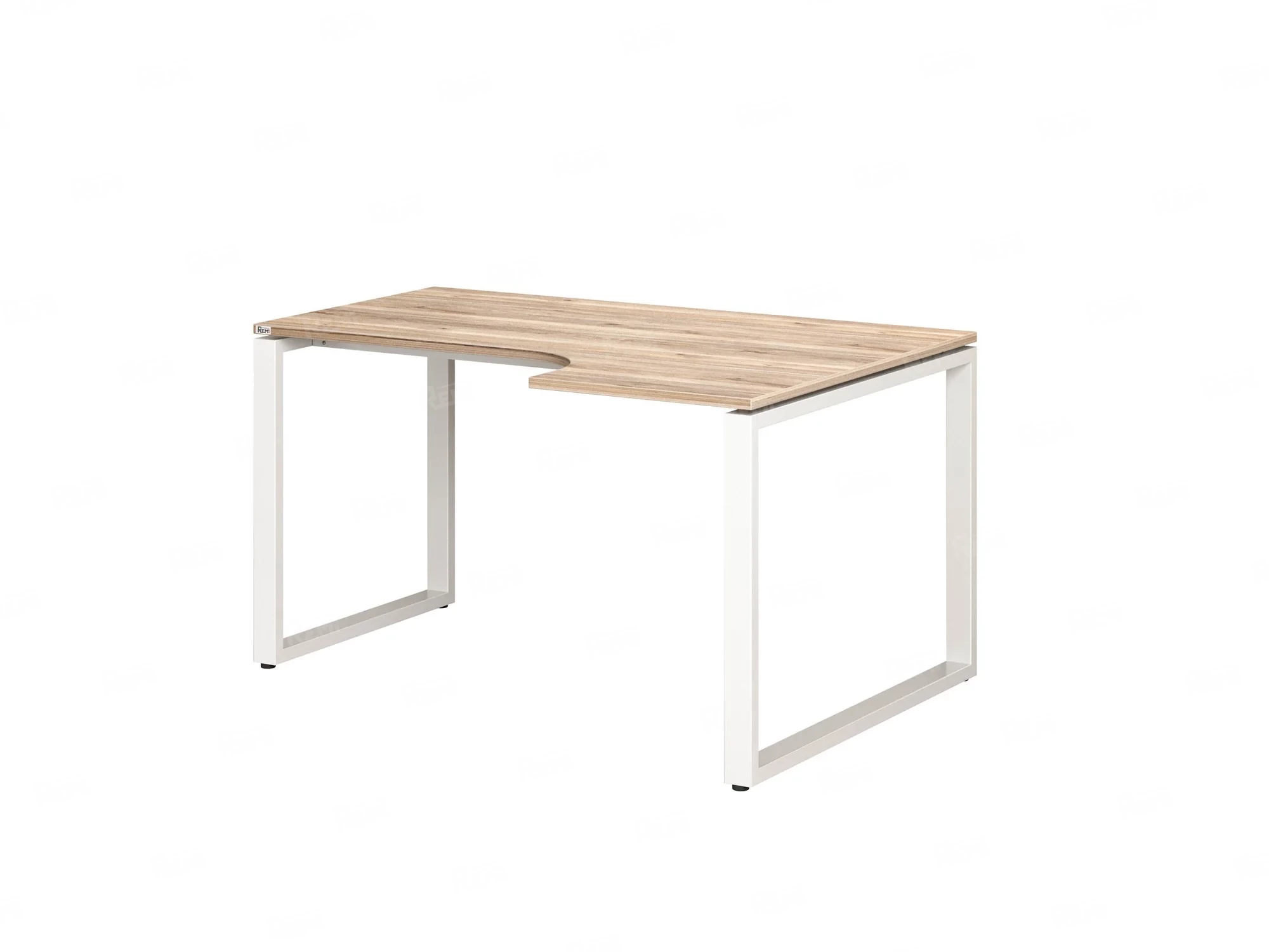 Стол угловой, О-опора, правый 1400x900/1200x750, RM054-14x9-12 Дуб Маувелла/Белый