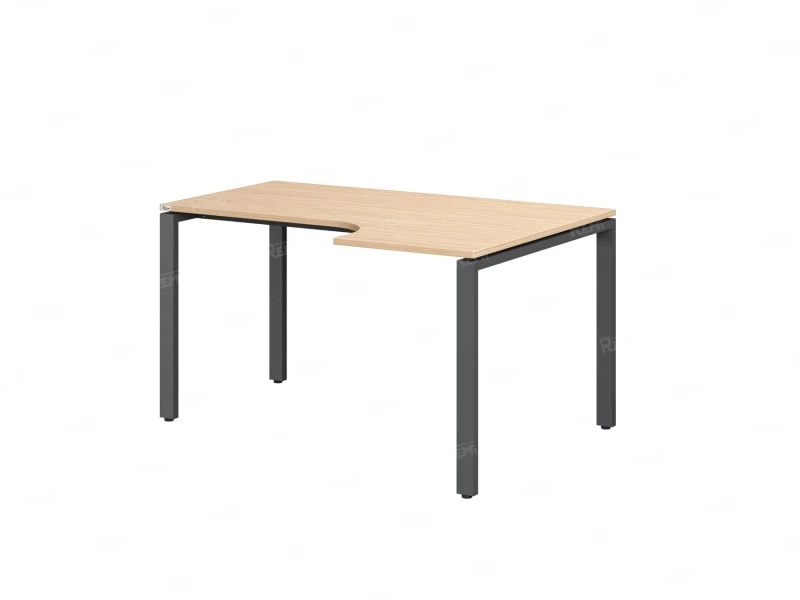 Стол угловой, П-опора, правый 1600x800/1000x750, RM052-16x8-10 Вяз Швейцарский светлый/Серый