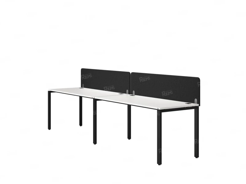 Бенч-система в 1 ряд, 2 рабочих места 2 тканевых экранов 2000x700x750 RM167-3-20x7 Белый/Черный