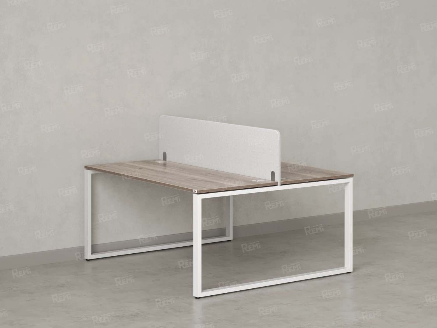 Бенч-система, 2 рабочих места, с одним тканевым экраном 1600x1400x750 RM169-1-16x14 Дуб Маувелла/Белый