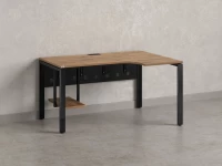 Стол угловой, экран металл, П-опора, правый 1600x600/900x750, RM058-16x6-9 Дуб Юстус/Черный