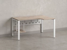 Стол угловой, экран металл, П-опора, правый 1800x900/1200x750, RM058-18x9-12 Дуб Маувелла/Белый