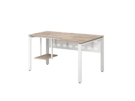Стол угловой, экран металл, П-опора, правый 1800x900/1200x750, RM058-18x9-12 Дуб Маувелла/Белый