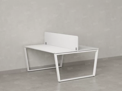 Бенч-система, 2 рабочих места, с одним тканевым экраном 1200x1400x750 RM172-1-12x14 Белый/Белый