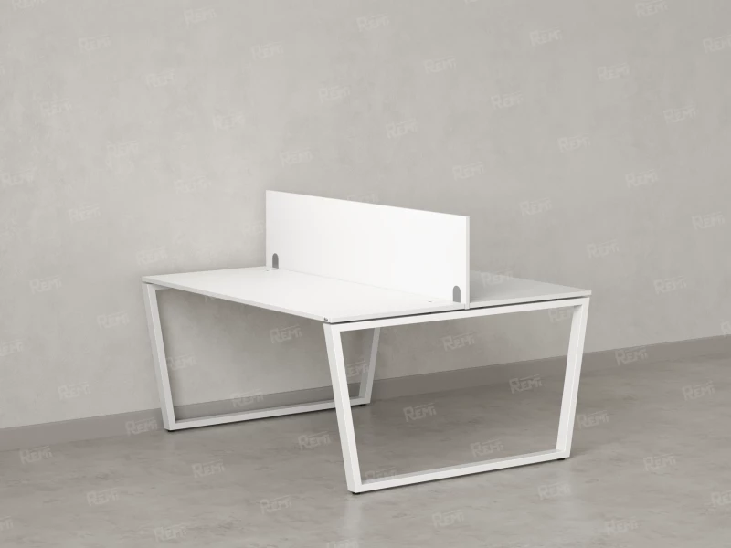 Бенч-система, 2 рабочих места, с одним экраном ЛДСП 1600x1200x750 RM172-2-16x12 Белый/Белый