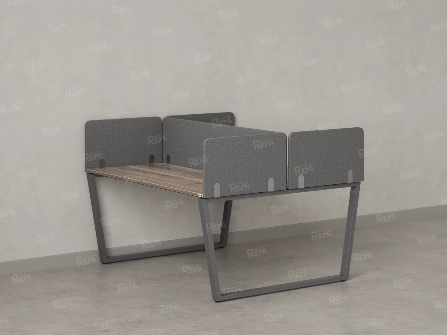 Бенч-система, 2 рабочих места, 5 тканевых экранов 1000x1200x750 RM172-3-10x12 Дуб Маувелла/Серый