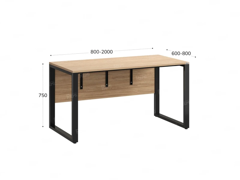 Стол прямой на О-образных опорах, экран ЛДСП 1200x600x750 RM006-12x6 Вяз Швейцарский светлый/Черный