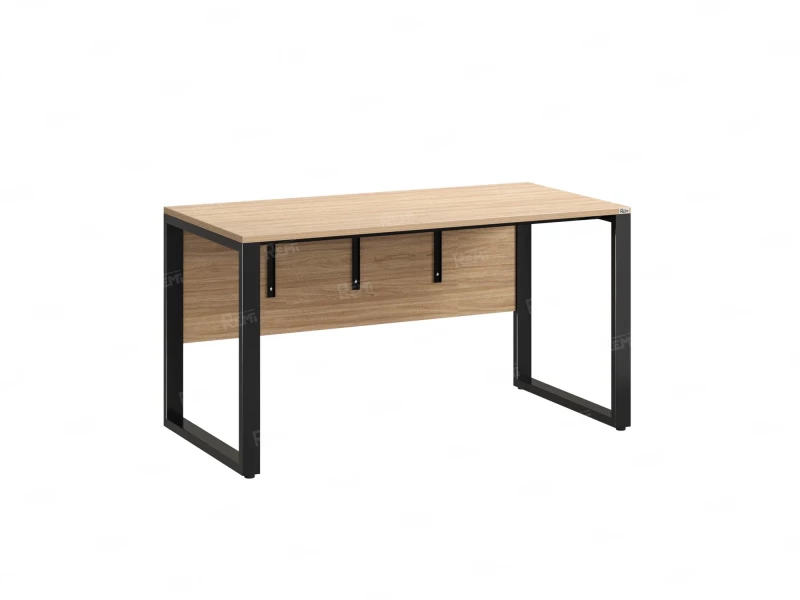 Стол прямой на О-образных опорах, экран ЛДСП 1200x600x750 RM006-12x6 Вяз Швейцарский светлый/Черный