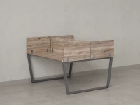 Бенч-система, 2 рабочих места, 5 ЛДСП экранов 1200x1600x750 RM172-4-12x16 Дуб Маувелла/Серый