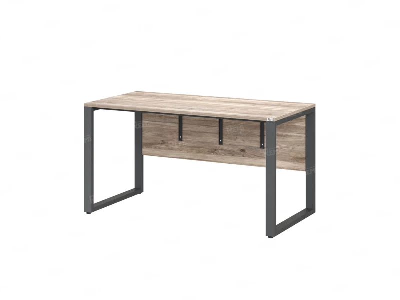 Стол прямой на О-образных опорах, экран ЛДСП 2000x700x750 RM006-20x7 Дуб Маувелла/Серый