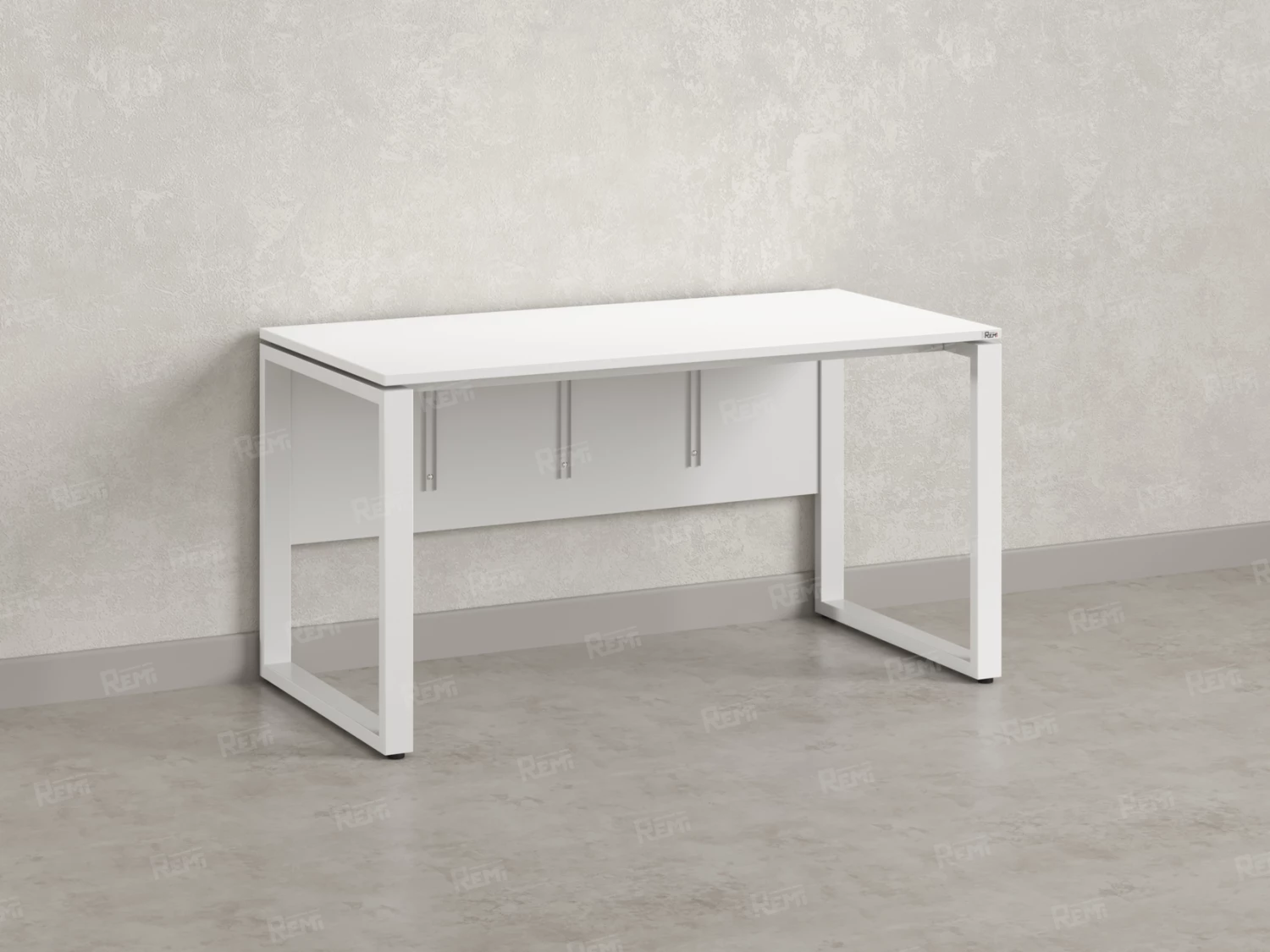 Стол прямой, О-опоры, экран ЛДСП,парящая стол-ца 1400x600x750 RM008-14x6 Белый/Белый