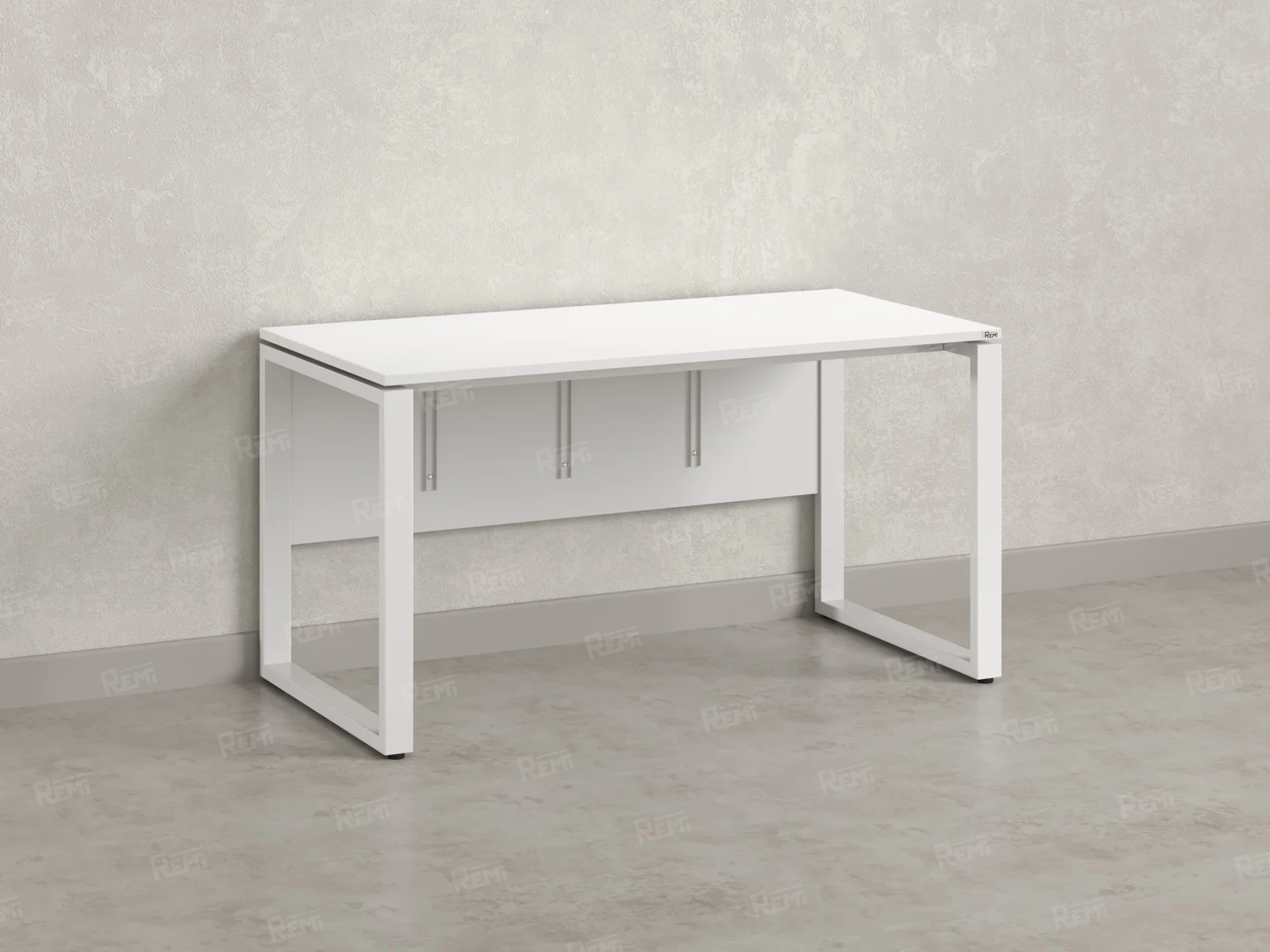 Стол прямой, О-опоры, экран ЛДСП,парящая стол-ца 1400x600x750 RM008-14x6 Белый/Белый