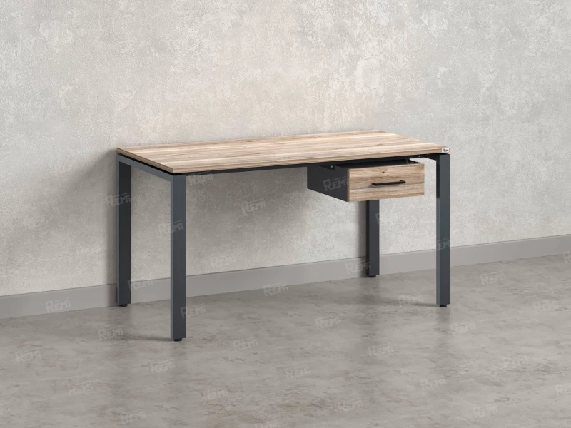 Стол прямой с подвесной тумбой, П-опора 1600x600x750 RM038-16x6 Дуб Маувелла/Серый