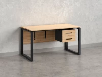 Стол прямой, подвесная тумба, ЛДСП экран, О-опора 1600x600x750 RM033-16x6 Вяз Швейцарский светлый/Черный