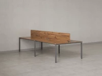 Бенч-система, 4 рабочих места, на П-образных опорах, 2 ЛДСП экранов 3600x1200x750 RM166-4-18x12 Дуб Юстус/Серый