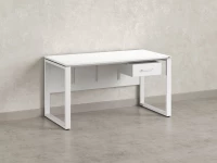 Стол прямой, подвесная тумба, ЛДСП экран, О-опора 2000x700x750 RM032-20x7 Белый/Белый