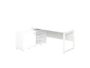 Стол прямой с тумбой L, ЛДСП экран, О-опора 1800x1400x750 RM013L-18x6 Белый/Белый