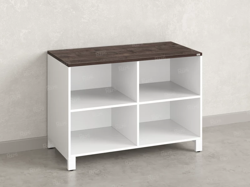 Стеллаж низкий, 4 ячейки 1200х600х850 RM145-12x6 Дуб Апрельский шоколад/Белый