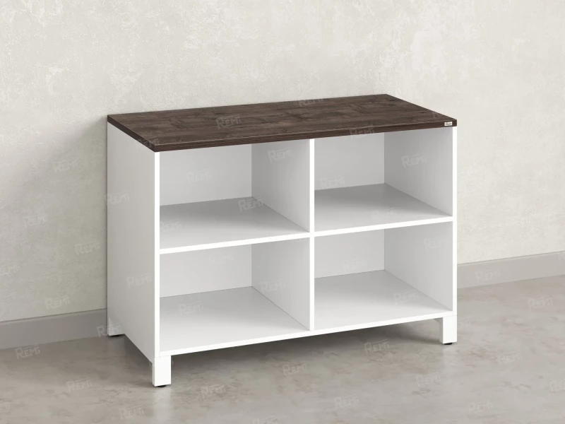 Стеллаж низкий, 4 ячейки 1200х600х850 RM145-12x6 Дуб Апрельский шоколад/Белый