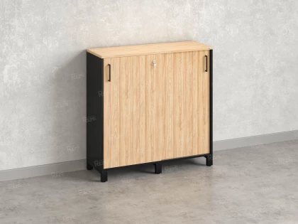 Низкий шкаф-купе, 3 полки 1200x420x1200 RM128-120x42 Вяз Швейцарский светлый/Черный