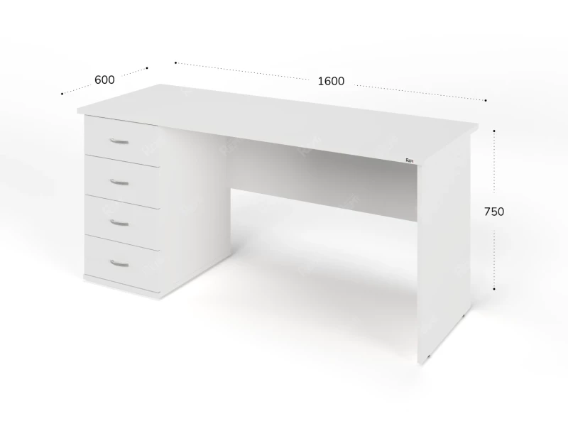 Однотумбовый стол RLG007 160x60x75 Белый, Серия ЛАЙТ | LIGHT