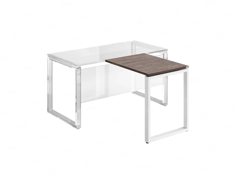 Брифинг прямой, с парящей столешнецей, на О-образном каркасе 900x700x750 RM072-9x7 Дуб Апрельский шоколад/Белый