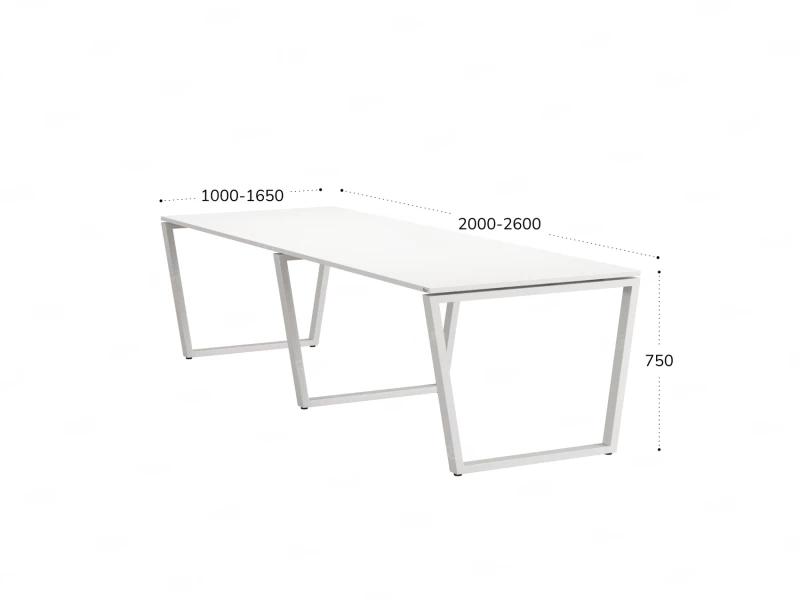 Cтол для переговоров, на V-обазном каркасе 2200x1250x750 RM082-220x125 Белый/Белый