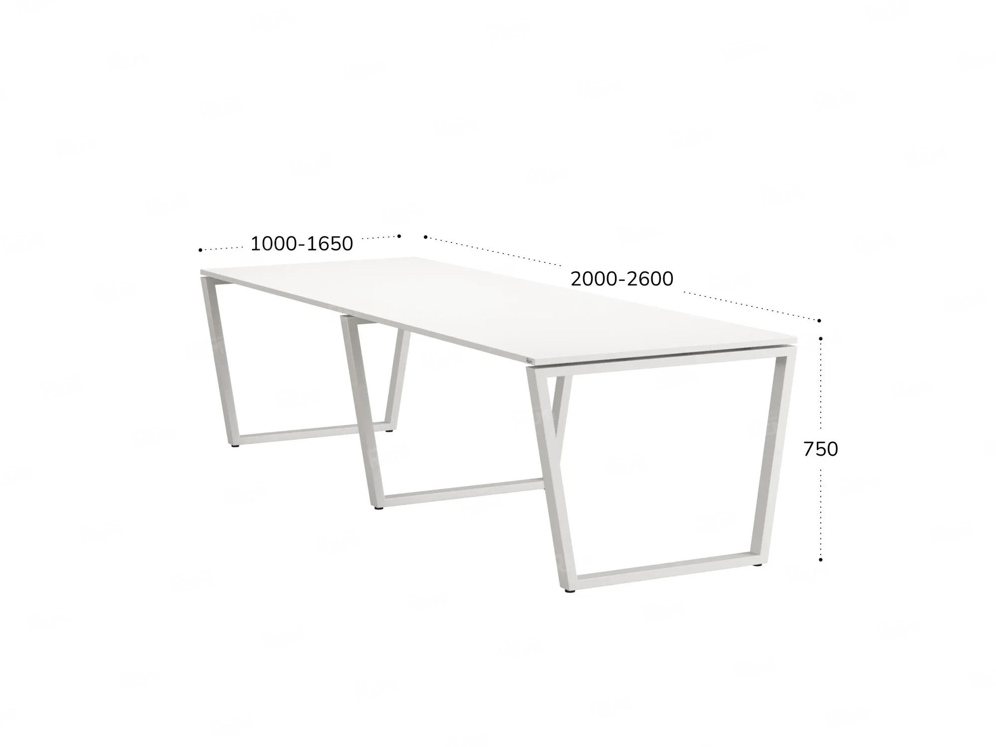Cтол для переговоров, на V-обазном каркасе 2200x1250x750 RM082-220x125 Белый/Белый