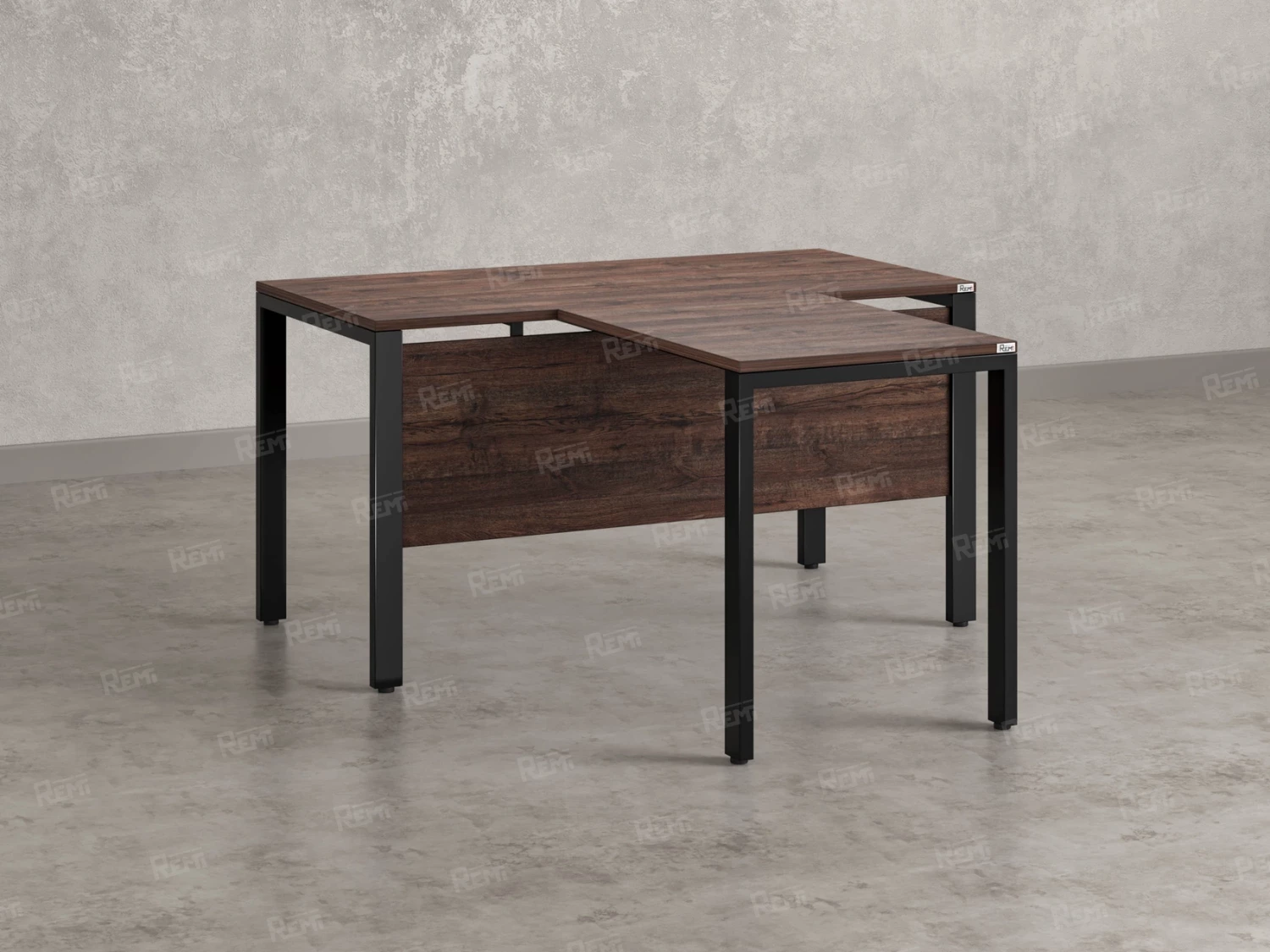 Стол с брифингом на П-образных опорах с экраном ЛДСП RM044-12x7 1200x1900x750 Дуб Апрельский шоколад/Черный