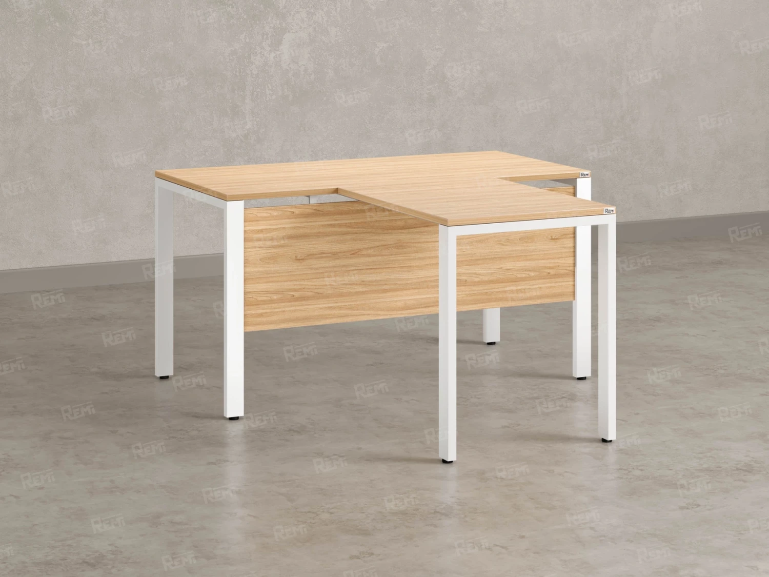 Стол с брифингом на П-образных опорах с экраном ЛДСП RM044-16x8 1600x2400x750 Вяз Швейцарский светлый/Белый